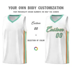 White Aqua-Old Gold Mesh Basketball Jersey 3