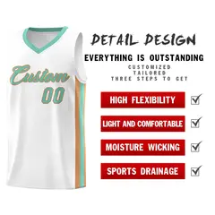 White Aqua-Old Gold Mesh Basketball Jersey 4