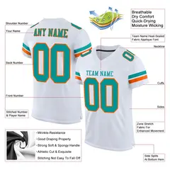 White Aqua-Orange Classic Mesh Football Jersey 2