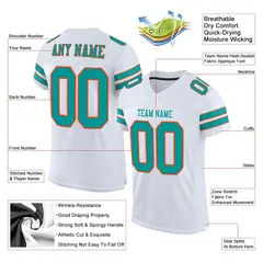 White Aqua-Orange Classic Mesh Football Jersey 2