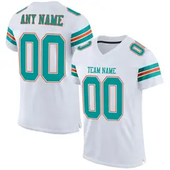 White Aqua-Orange Classic Mesh Football Jersey 1
