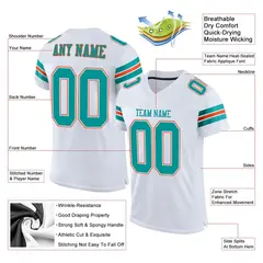 White Aqua-Orange Classic Mesh Football Jersey 2