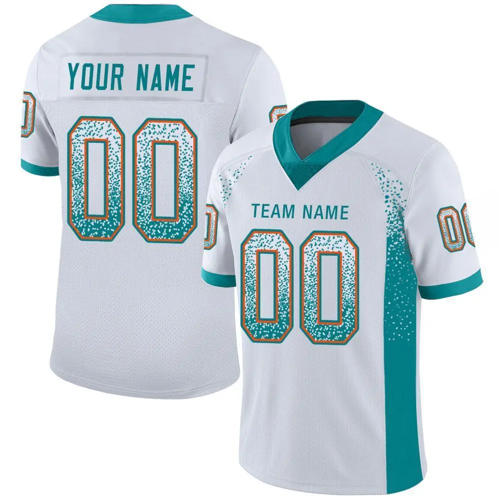White Aqua-Orange Drift Fashion Mesh Football Jersey