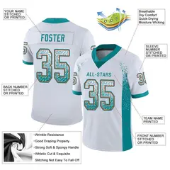 White Aqua-Orange Drift Fashion Mesh Football Jersey 2