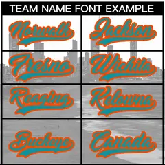 White Aqua Orange Miami City Skyline Baseball Jersey 3