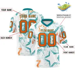 White Aqua Orange Star Graffiti Authentic Football Jersey 2