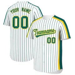 White Aqua Pinstripe Two-tone Side Baseball Jersey