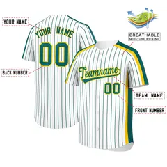 White Aqua Pinstripe Two-tone Side Baseball Jersey 2