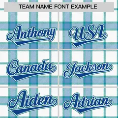 White Aqua Plaid Authentic Baseball Jersey 3