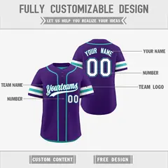 White Aqua Purple Reversible Two-Button Baseball Jersey 3