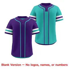 White Aqua Purple Reversible Two-Button Baseball Jersey 9