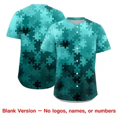 White Aqua Puzzle Elements Baseball Jersey 7