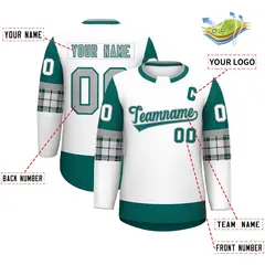 White Aqua Raglan Round-Neck Hockey Jersey 2