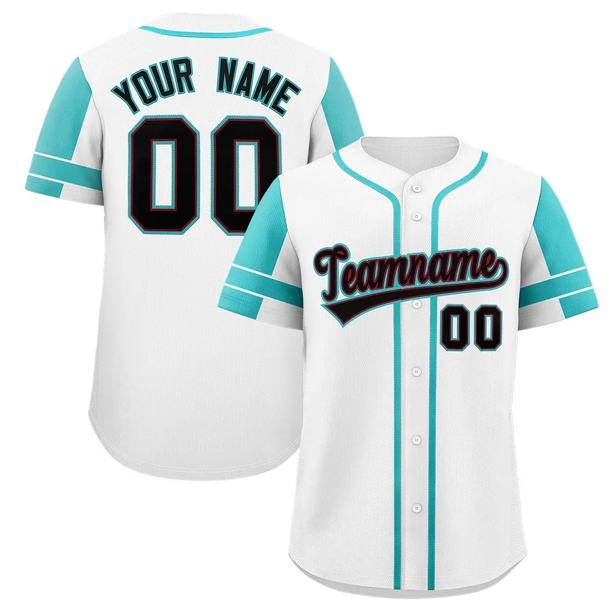 White Aqua Raglan Sleeves Authentic Baseball Jersey