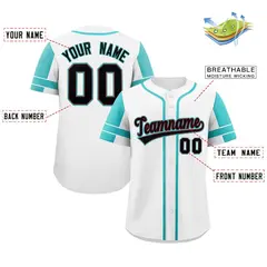 White Aqua Raglan Sleeves Authentic Baseball Jersey 2