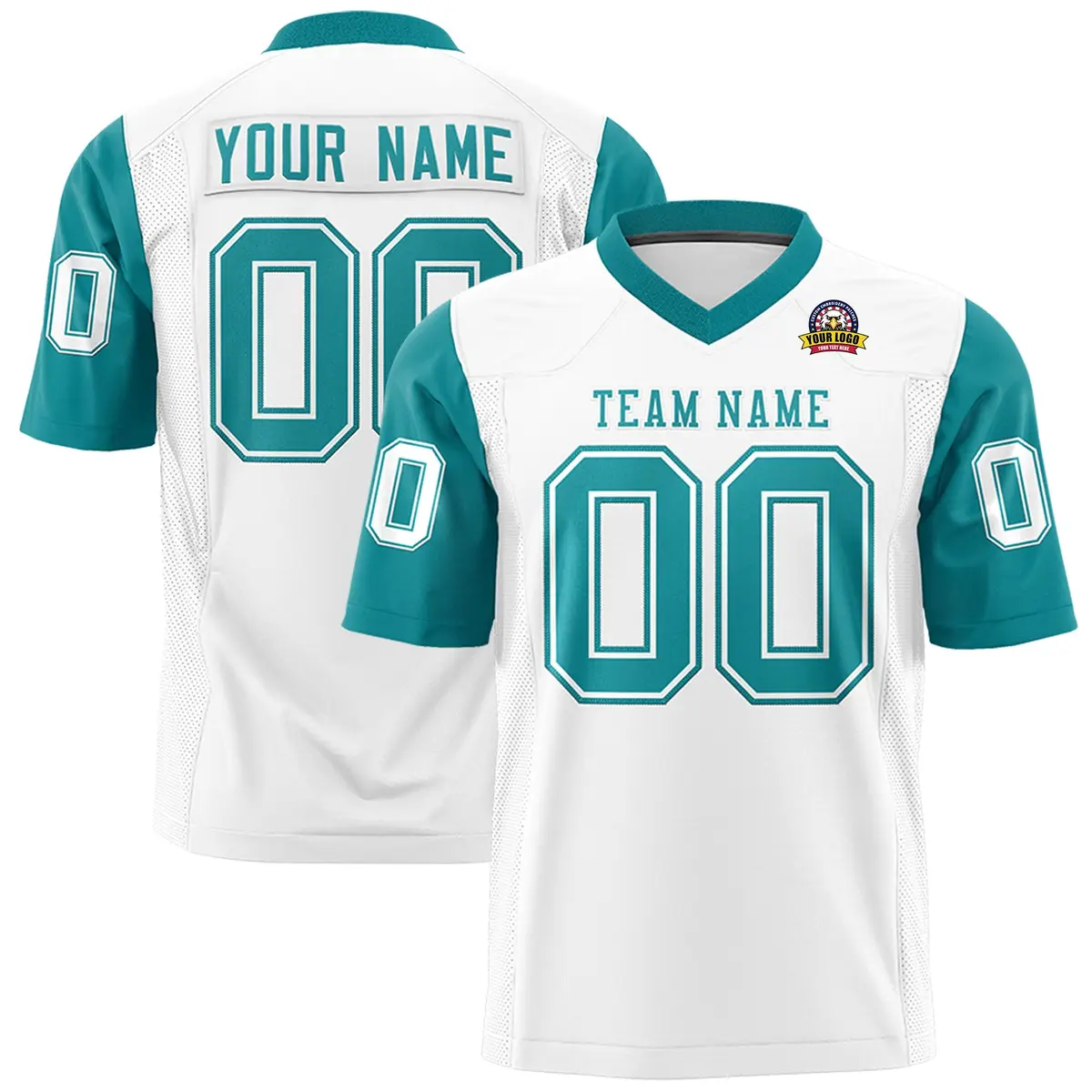 White Aqua Raglan Sleeves Authentic Football Jersey