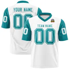 White Aqua Raglan Sleeves Authentic Football Jersey 1