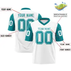White Aqua Raglan Sleeves Authentic Football Jersey 2
