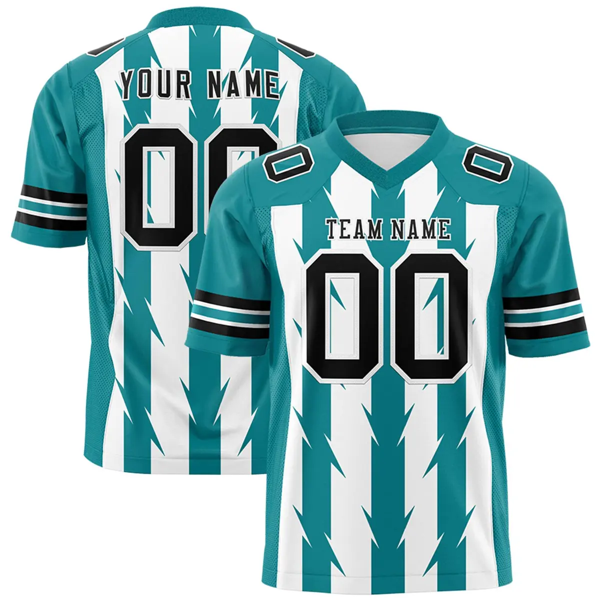 White Aqua Razr Stripe Graffiti Pattern Flag Football Jersey