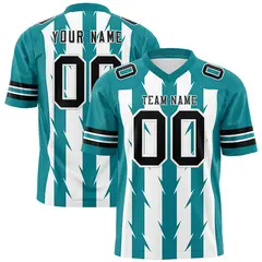 White Aqua Razr Stripe Graffiti Pattern Flag Football Jersey