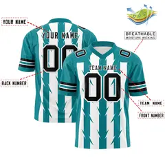 White Aqua Razr Stripe Graffiti Pattern Flag Football Jersey 2