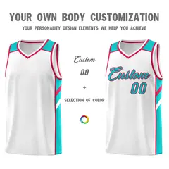 White Aqua-Red Classic Sets Basketball Uniform Jersey 3