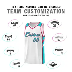 White Aqua-Red Classic Sets Basketball Uniform Jersey 4