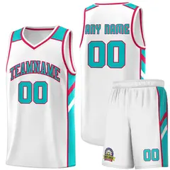 White Aqua-Red Classic Sets Basketball Uniform Jersey