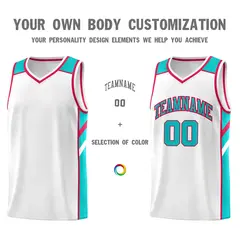 White Aqua-Red Classic Sets Basketball Uniform Jersey 3