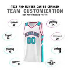 White Aqua-Red Classic Sets Basketball Uniform Jersey 4