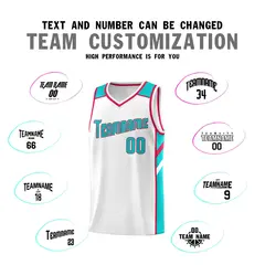 White Aqua-Red Classic Sets Basketball Uniform Jersey 4