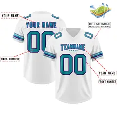 White Aqua Retro Sleeve Line Authentic Football Jersey 2