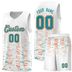 White Aqua Scratches Pattern Basketball Jersey