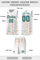 White Aqua Scratches Pattern Basketball Jersey 2