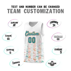 White Aqua Scratches Pattern Basketball Jersey 3