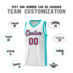 White Aqua Side Symmetrical Line Pattern Basketball Jersey 4
