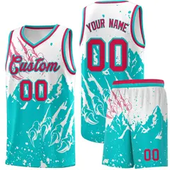 White Aqua Snow Mountain Beast Pattern Basketball Jersey
