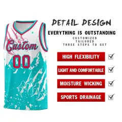 White Aqua Snow Mountain Beast Pattern Basketball Jersey 2