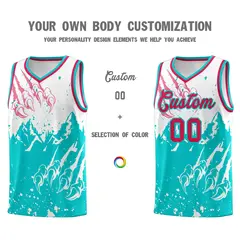 White Aqua Snow Mountain Beast Pattern Basketball Jersey 3