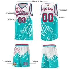 White Aqua Snow Mountain Beast Pattern Basketball Jersey 5