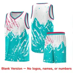 White Aqua Snow Mountain Beast Pattern Basketball Jersey 7