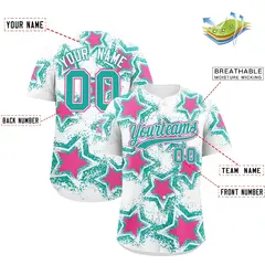 White Aqua Star Graffiti Baseball Jersey 2