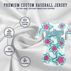 White Aqua Star Graffiti Baseball Jersey 3