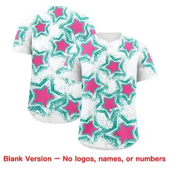 White Aqua Star Graffiti Baseball Jersey 9