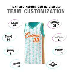 White Aqua Star Graffiti Sports Uniform Basketball Jersey 4
