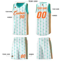 White Aqua Star Graffiti Sports Uniform Basketball Jersey 5