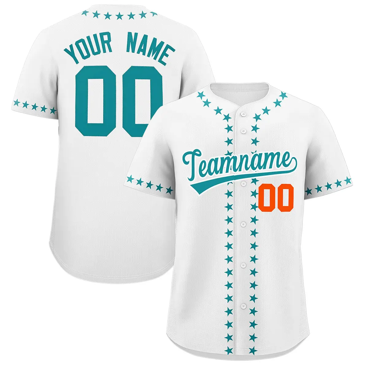 White Aqua Star Ribbing Authentic Baseball Jersey