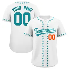 White Aqua Star Ribbing Authentic Baseball Jersey
