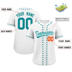 White Aqua Star Ribbing Authentic Baseball Jersey 2