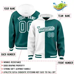 White Aqua Two Tone Split Varsity Letterman Jacket Hoodie 4